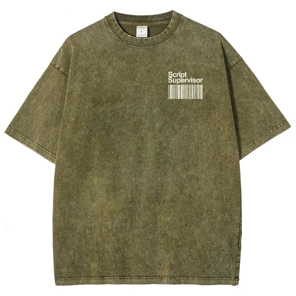 Script Supervisor Pattern Washed Vintage Short Sleeves T-Shirt-moweekender