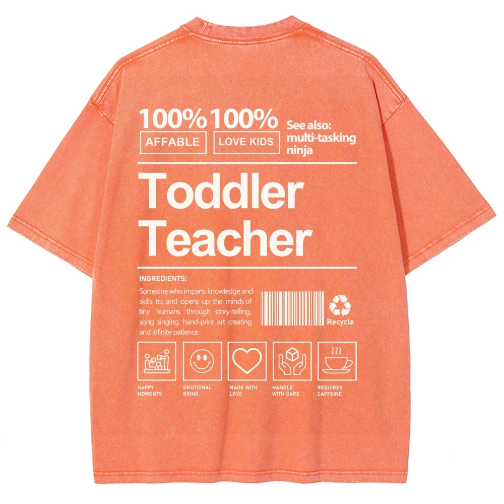Toddler Teacher Unisex Fit Washed T-Shirt-moweekender
