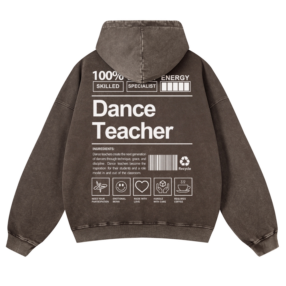 Dance Teacher Casual Washed Hoodie