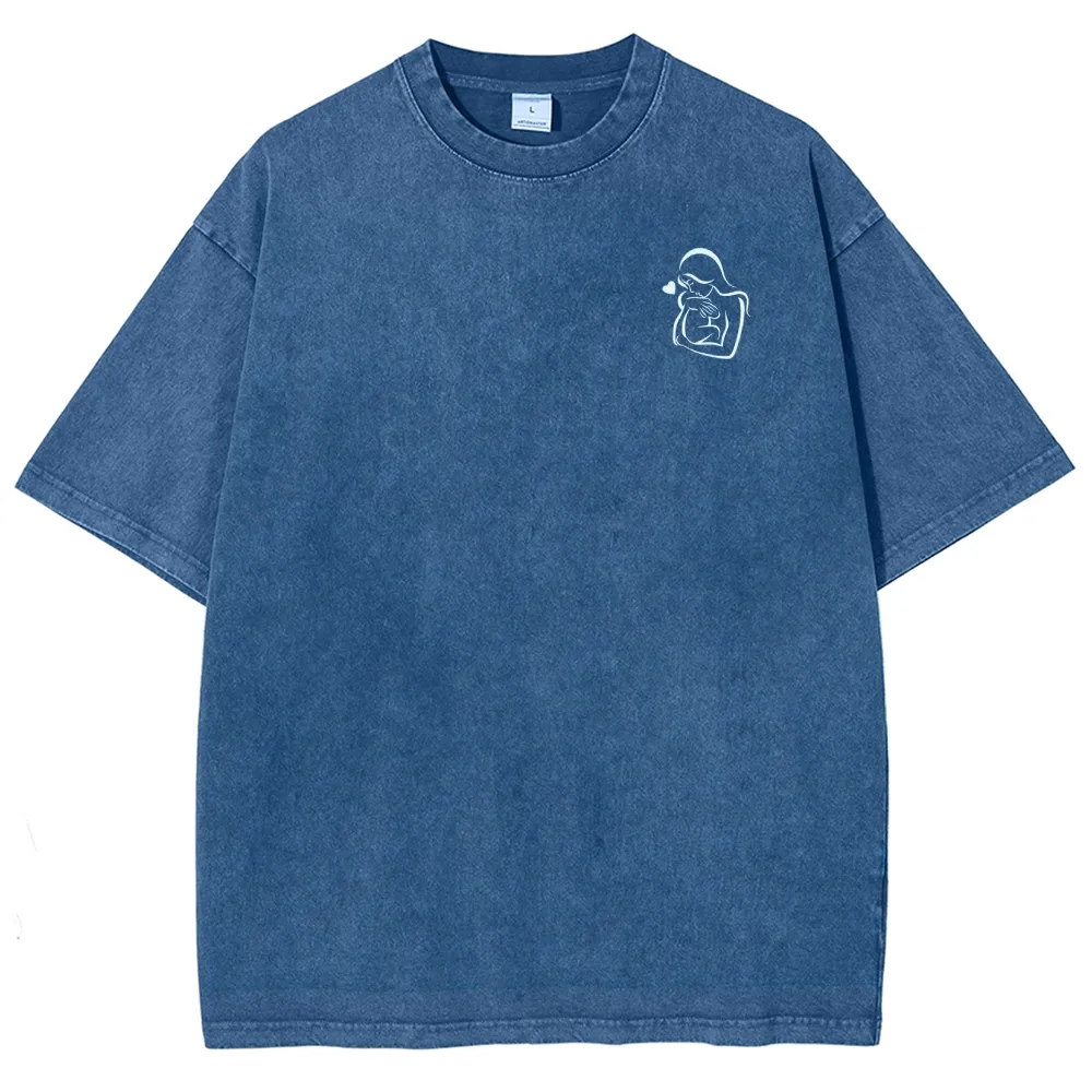 Mom Pattern Washed Vintage Short Sleeves T-Shirt-moweekender