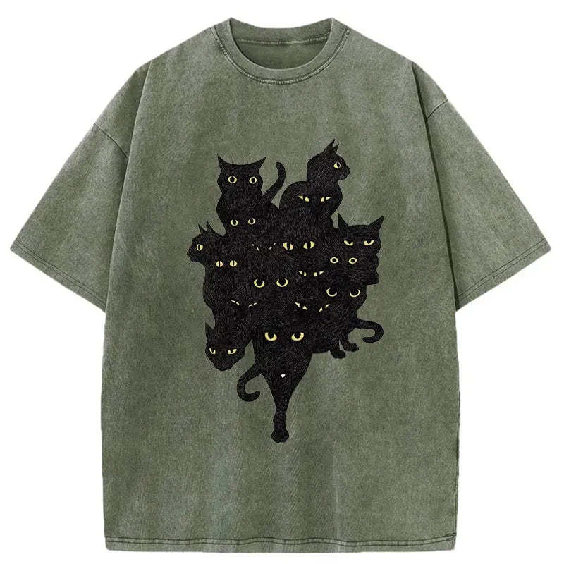 Mixed cat Washed Vintage T-Shirt-moweekender