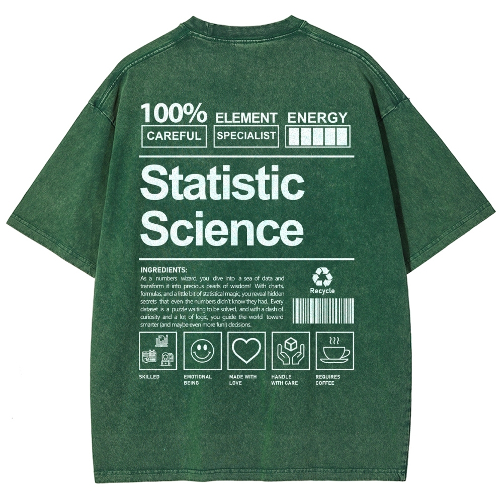 Statistic Science Unisex Fit Washed T-Shirt-moweekender