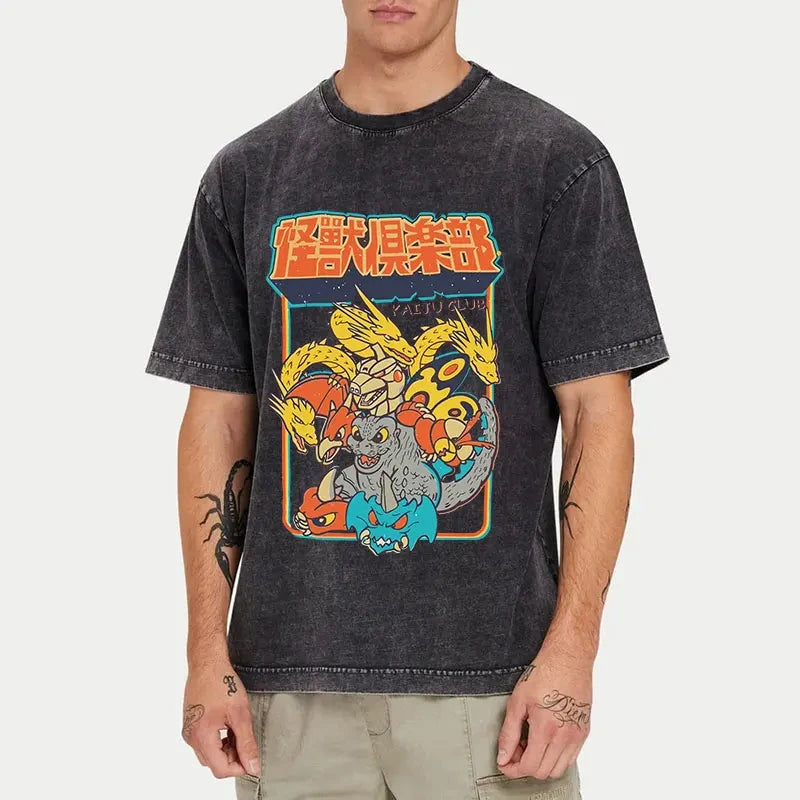 Kaiju Club  Washed Vintage T-Shirt-moweekender