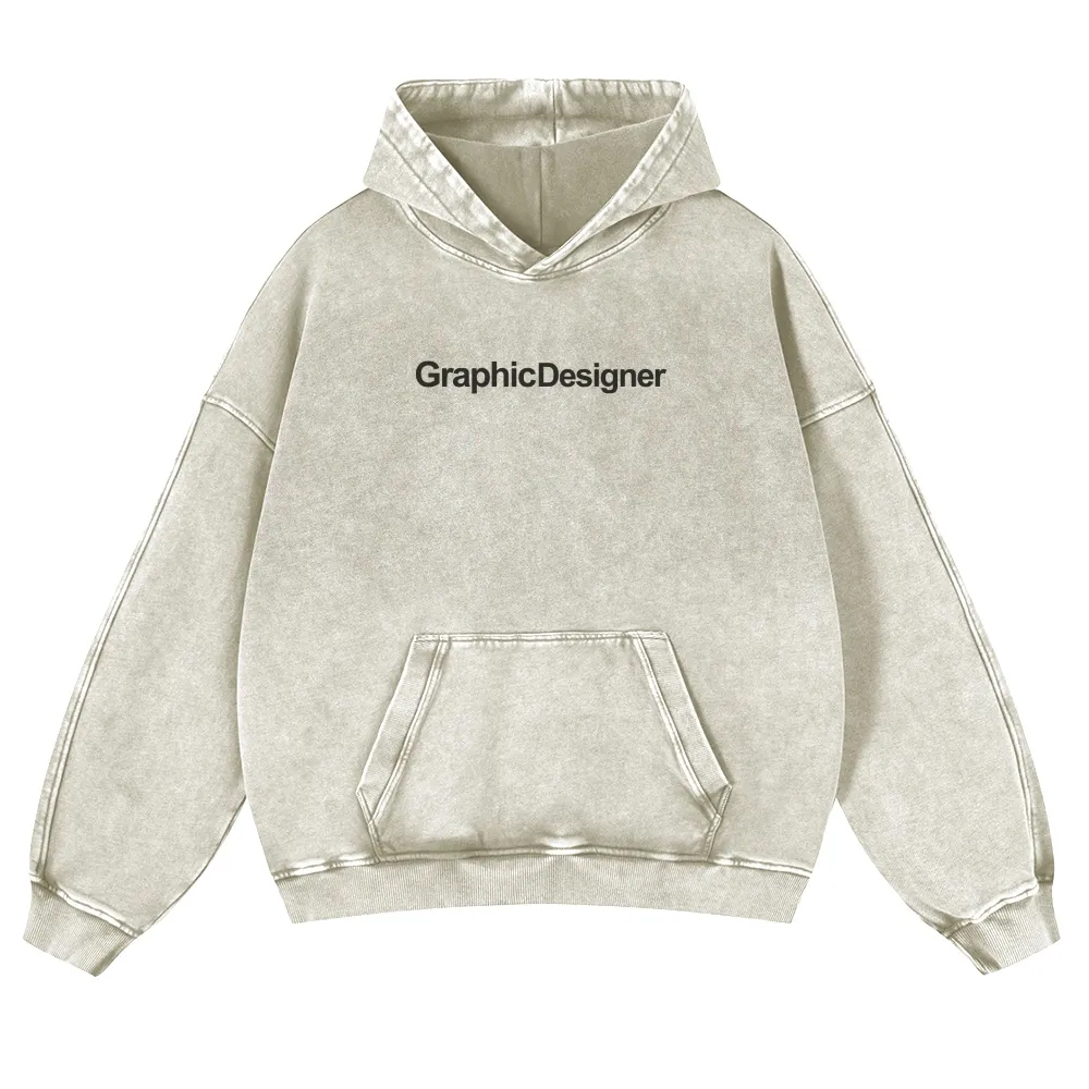 Graphic Designer Printed Vintage Washed Hoodie-moweekender