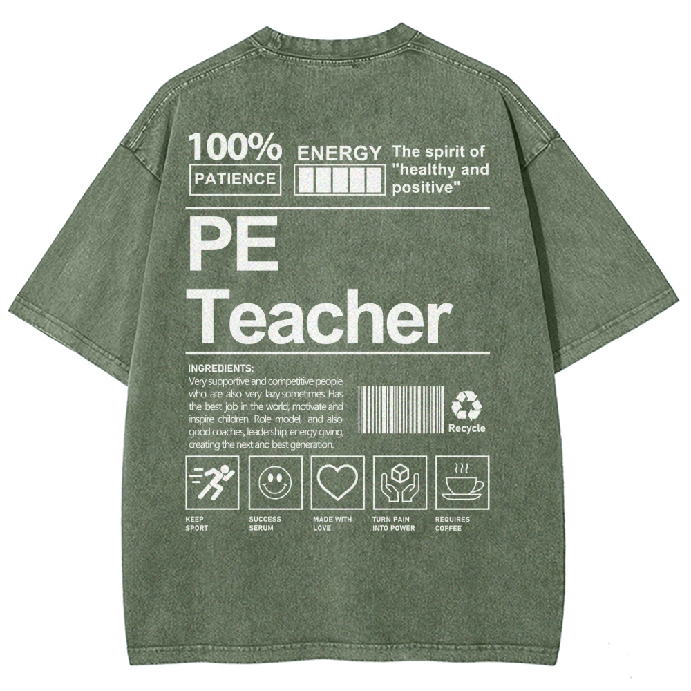 PE Teacher Unisex Fit Washed T-Shirt-moweekender