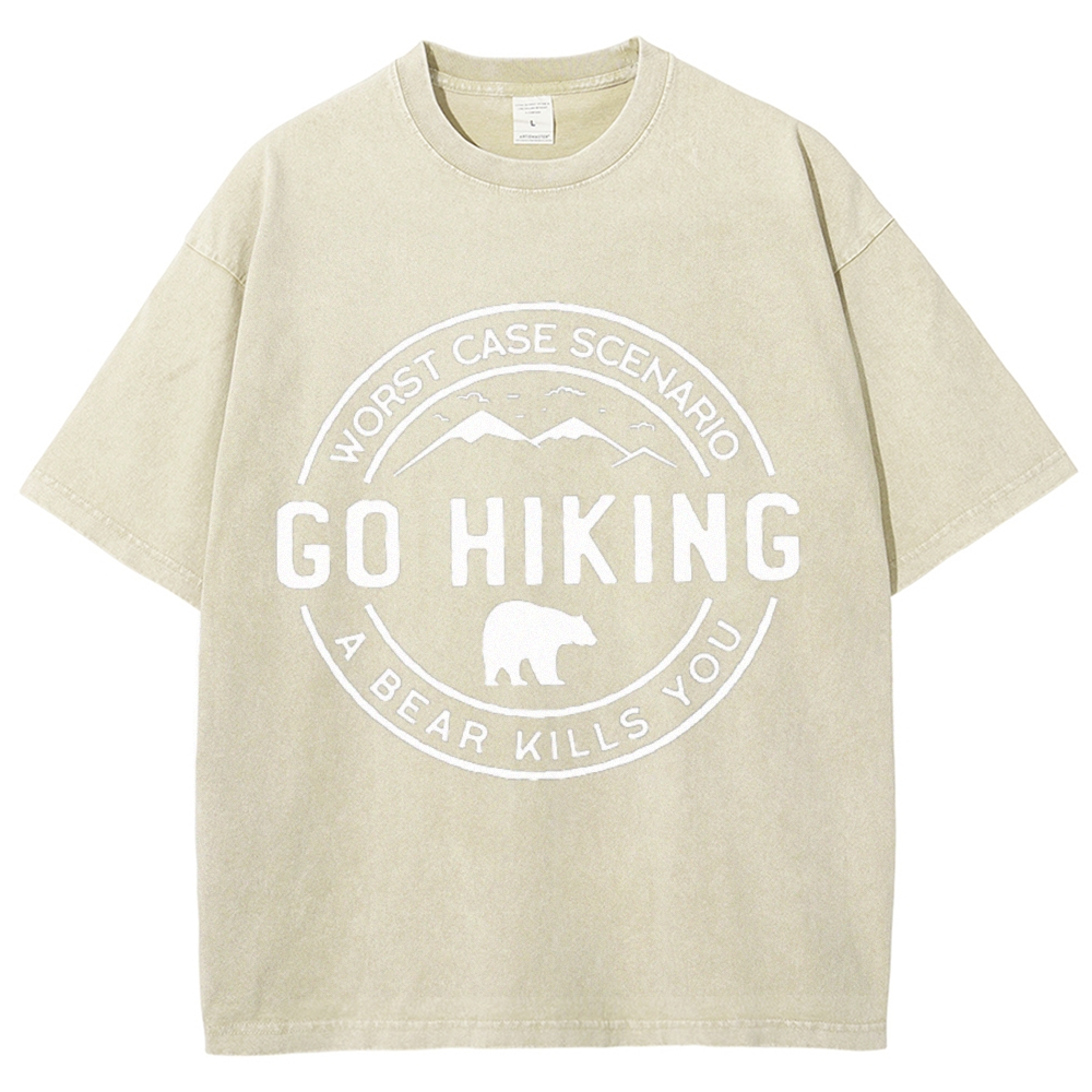 Go Hiking Vintage Snowflake Washed T-Shirt-moweekender