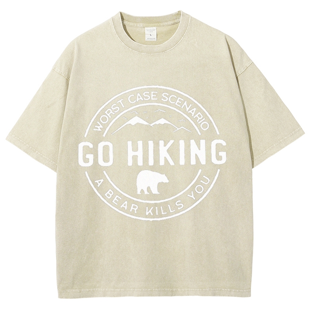 Go Hiking Vintage Snowflake Washed T-Shirt-moweekender