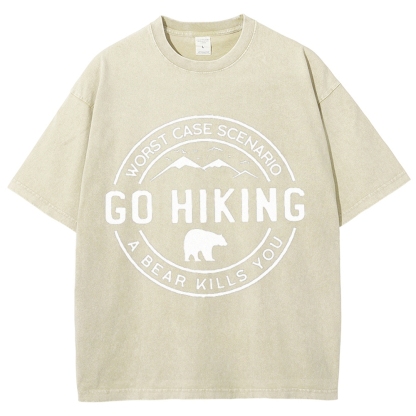 Go Hiking Vintage Snowflake Washed T-Shirt-moweekender