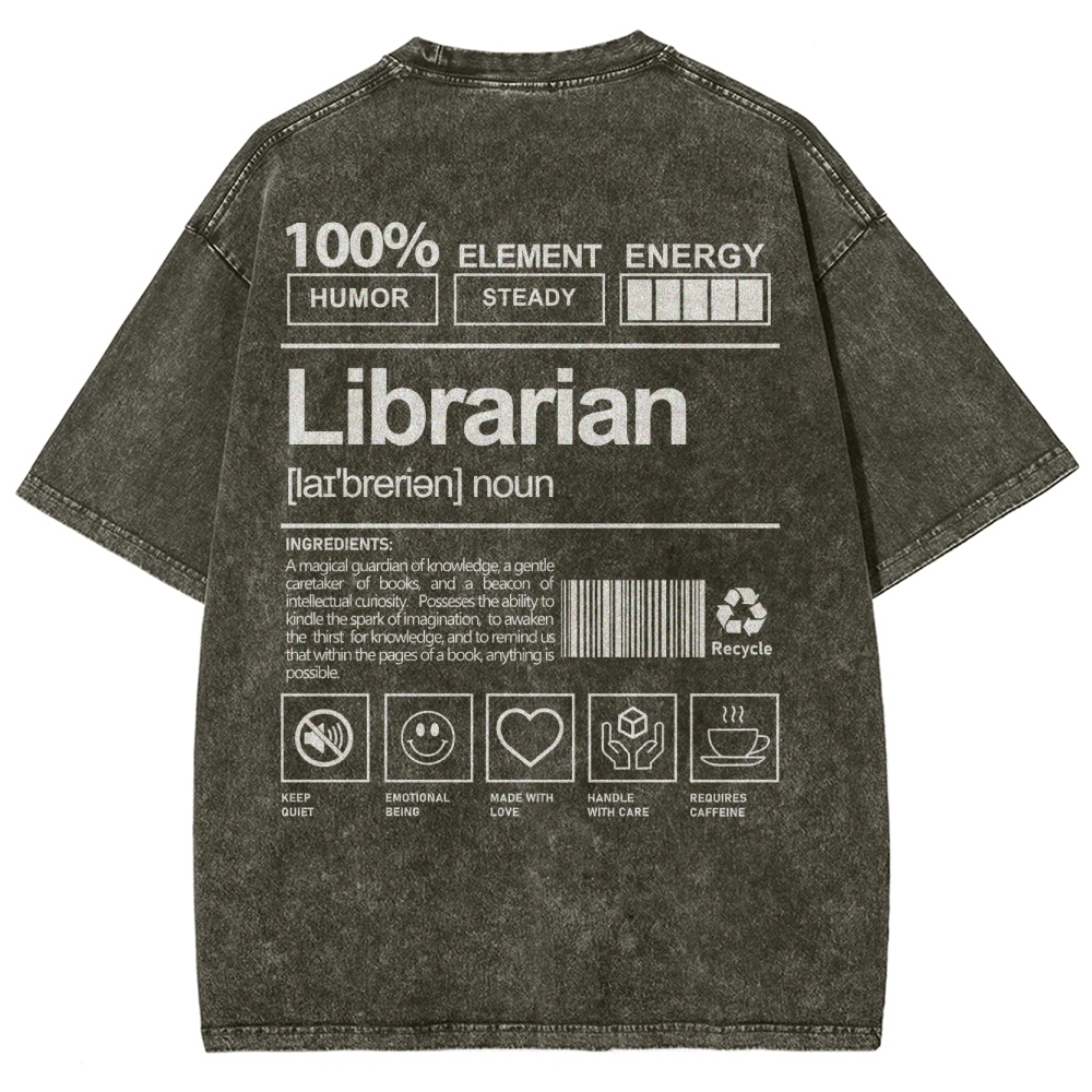 Librarian Unisex Fit Washed T-Shirt-moweekender