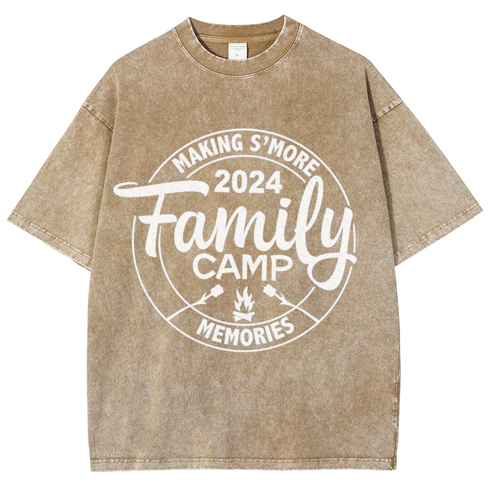 Family Camp Vintage Snowflake Washed T-Shirt-moweekender