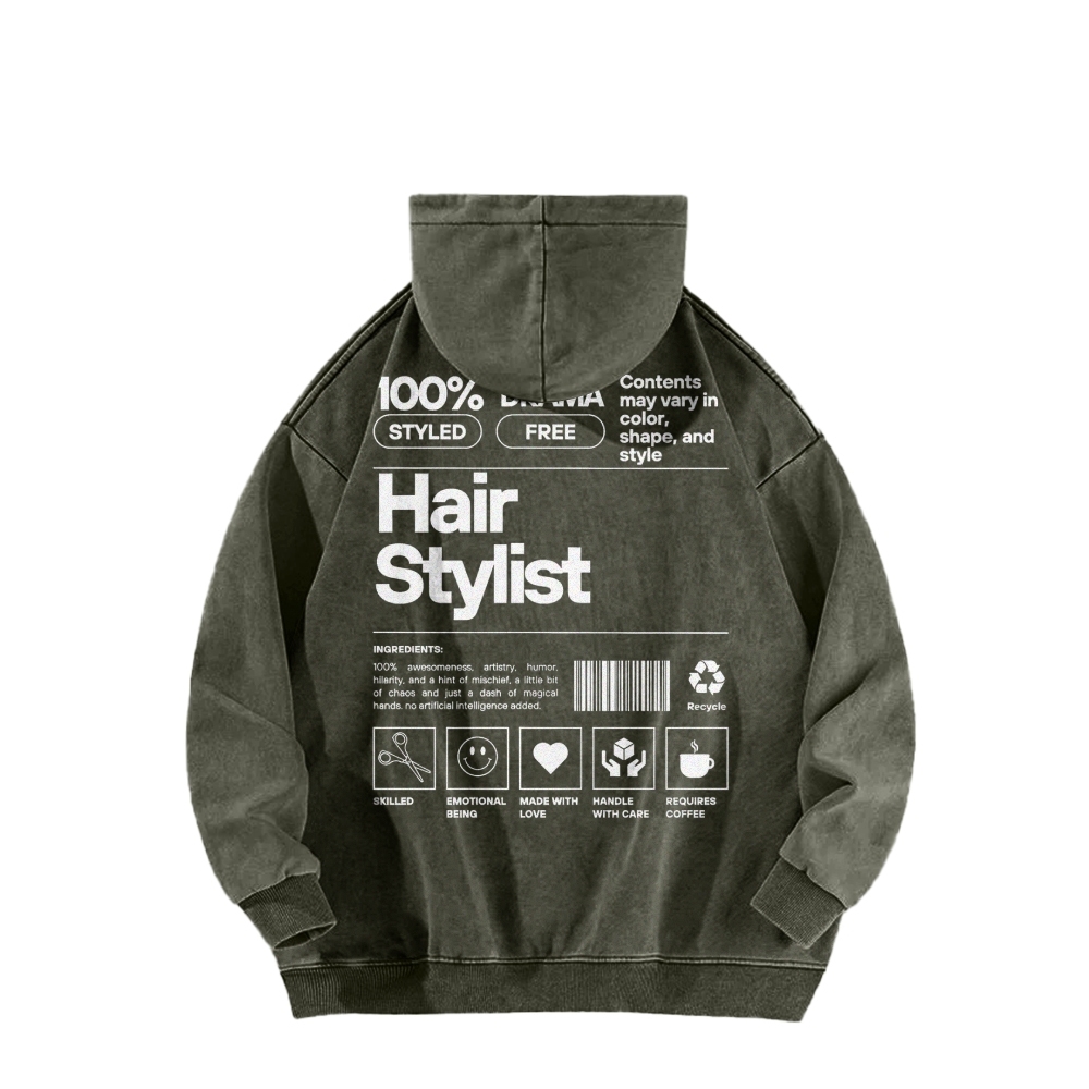 Hair Stylist Washed Hoodie-moweekender