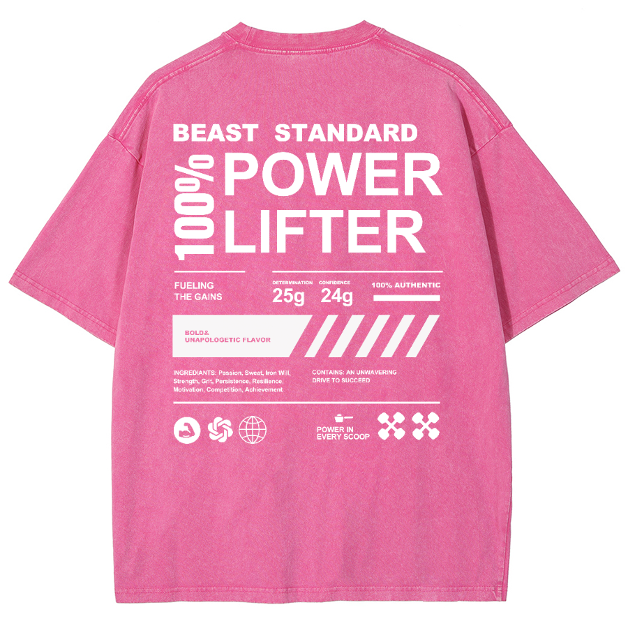 Beast Standard Power Lifter Unisex Fit Washed Oversized T-Shirt-moweekender