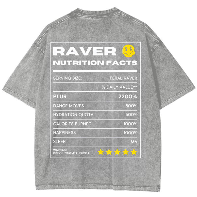 RAVER NUTRITION FACTS Vintage Snowflake Washed T-Shirt-moweekender