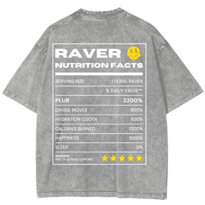 RAVER NUTRITION FACTS Vintage Snowflake Washed T-Shirt-moweekender