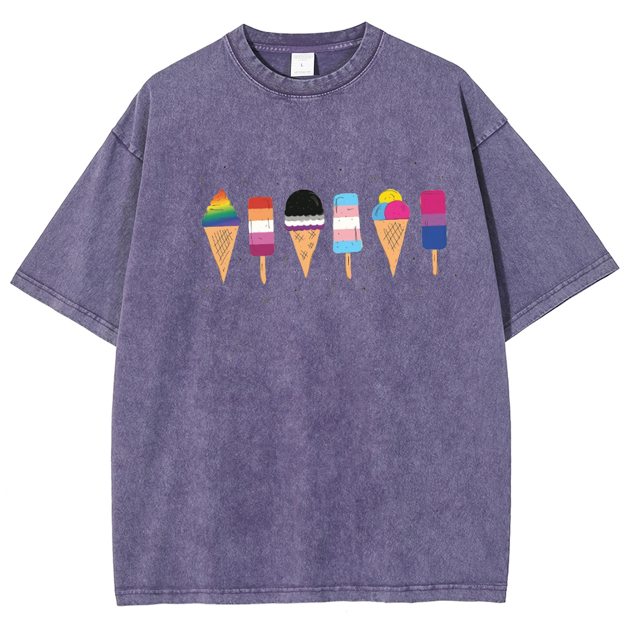 Pride Ice Cream Unisex Fit Washed Oversized T-Shirt-moweekender