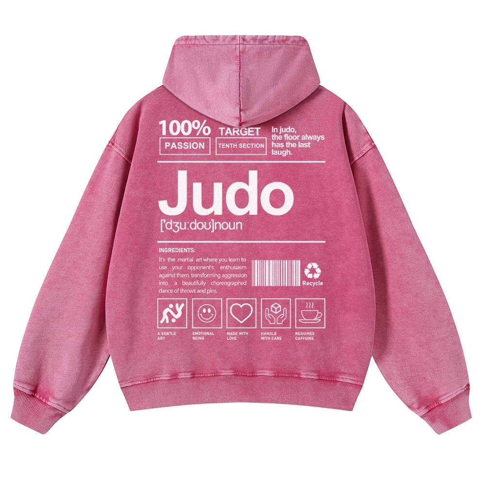 Judo Printed Vintage Washed Hoodie-moweekender