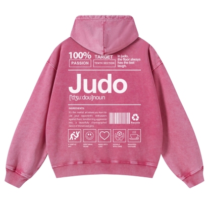 Judo Printed Vintage Washed Hoodie-moweekender