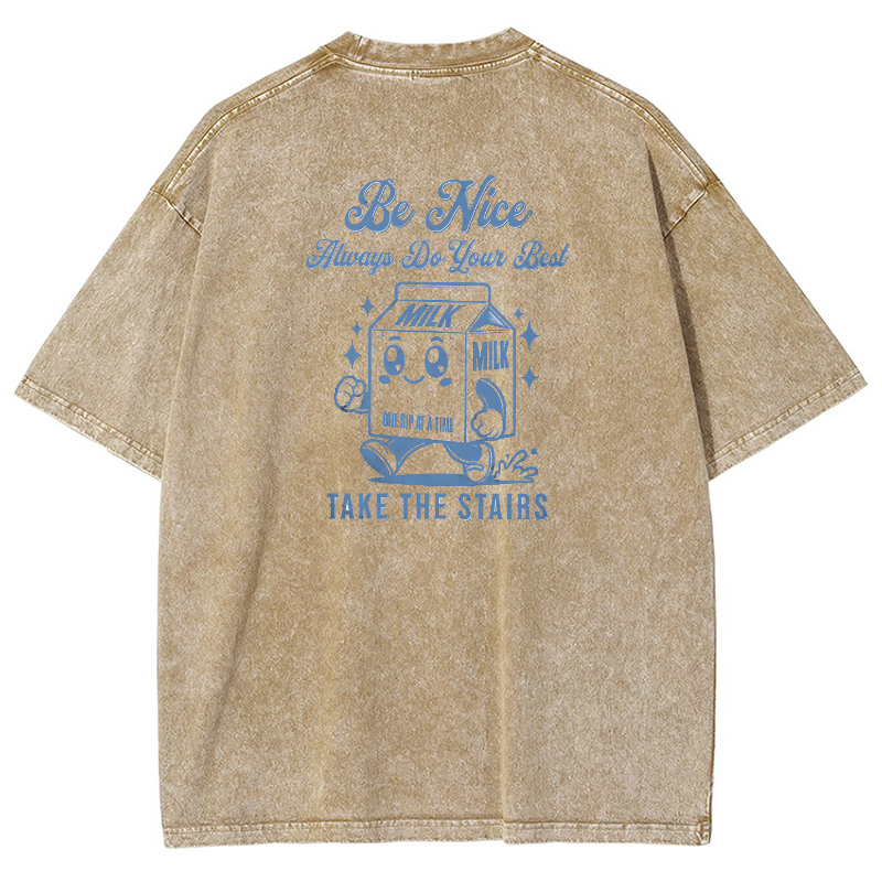 Be Nice Always Do Your Best Vintage Snowflake Washed T-Shirt-moweekender