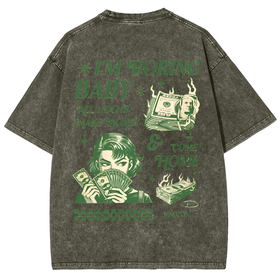 I'm Boring Baby Unisex Fit Washed Oversized T-Shirt-moweekender
