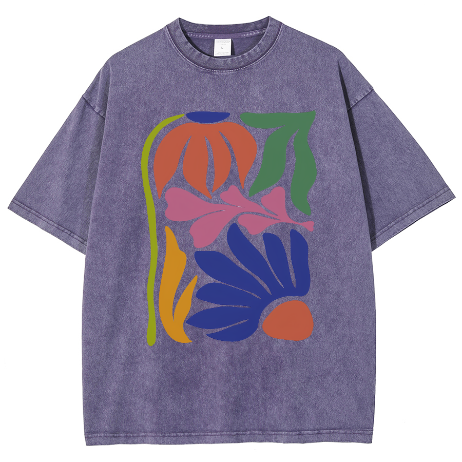 Wildflowers Matisse Art Washed Oversized T-Shirt-moweekender