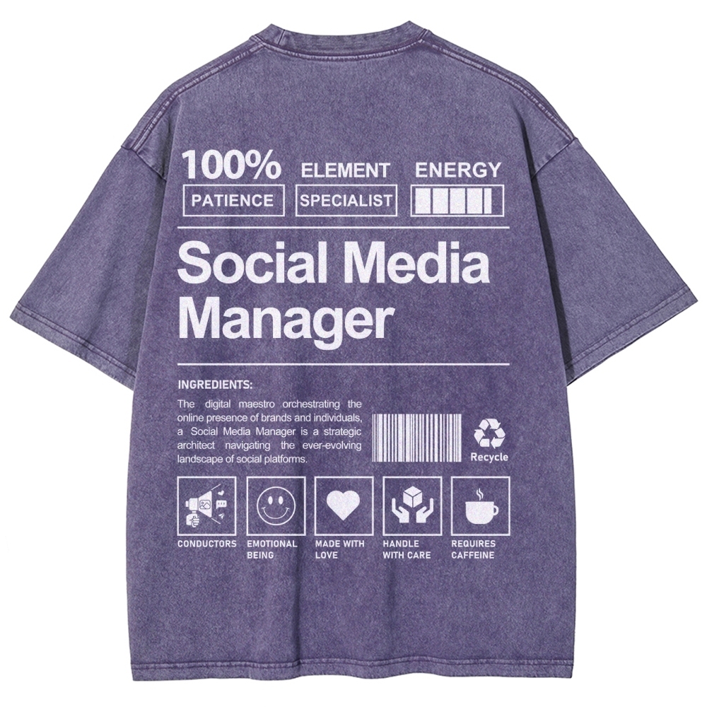 Social Media Manager Unisex Fit Washed T-Shirt-moweekender