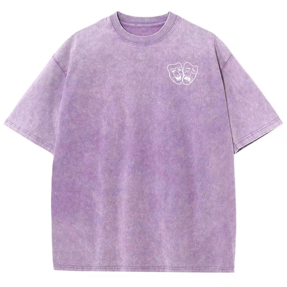 Comedian Pattern Washed Vintage Short Sleeves T-Shirt-moweekender