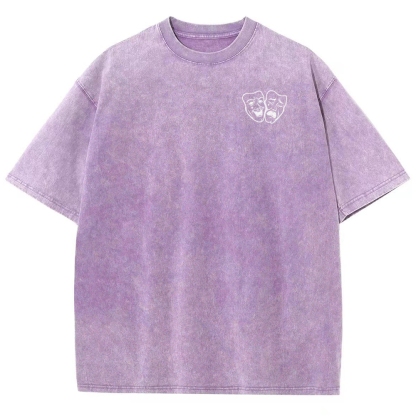 Comedian Pattern Washed Vintage Short Sleeves T-Shirt-moweekender