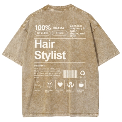 Hair Stylist Washed Vintage Short Sleeves T-Shirt-moweekender