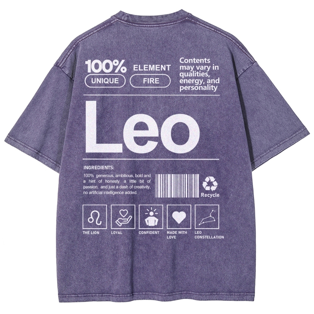 Leo Unisex Fit Washed T-Shirt
