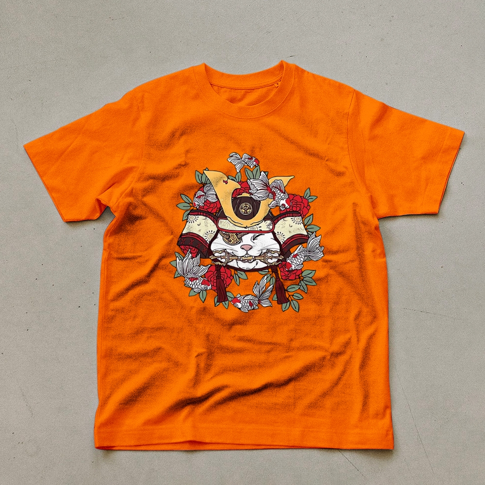 Japanese Goldfish Cat Casual Unisex Prints T-Shirt-moweekender