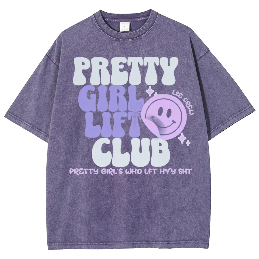 Pretty Girl Lift Club Unisex Fit Washed Oversized T-Shirt-moweekender
