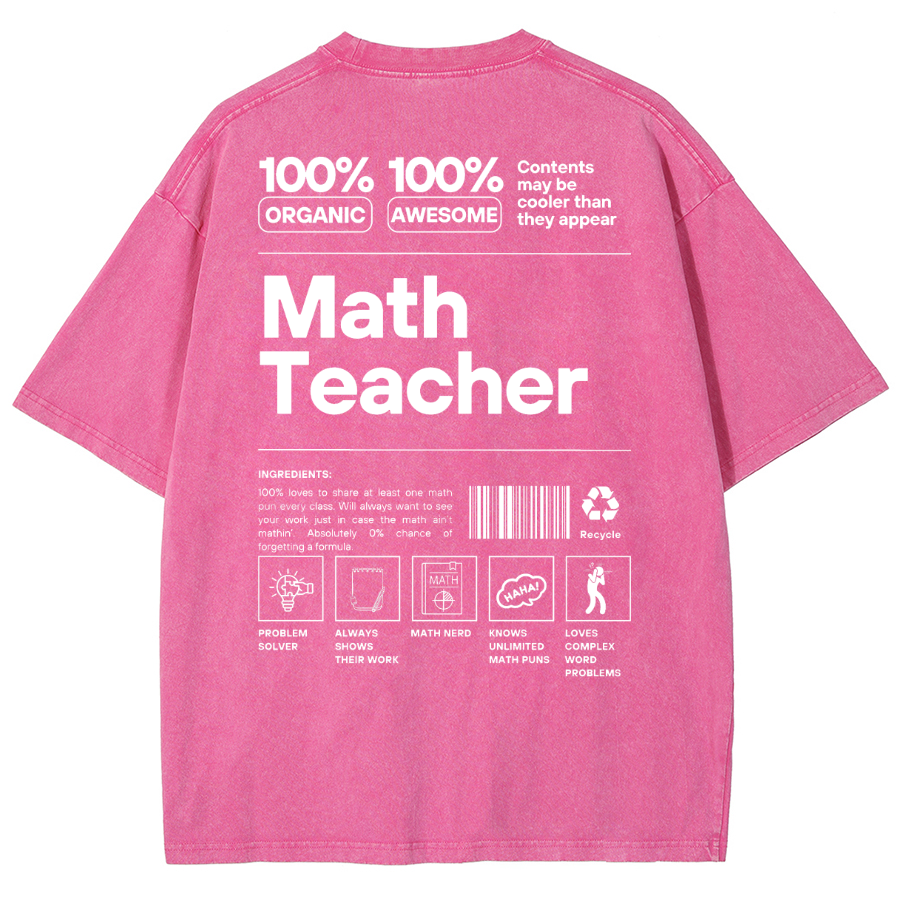 Math Teacher Unisex Fit Washed Oversized T-Shirt-moweekender