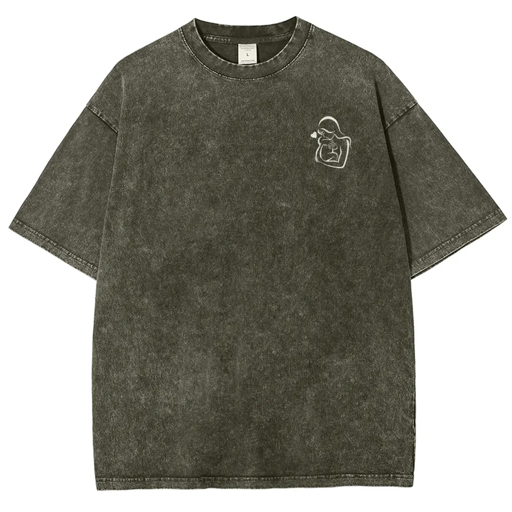 Mom Pattern Washed Vintage Short Sleeves T-Shirt-moweekender