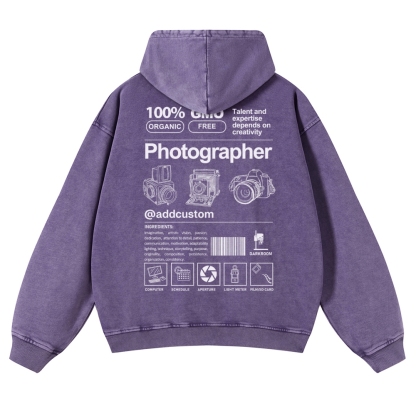 Photographer Addcustom Casual Washed Hoodie