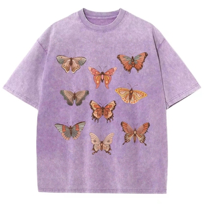 Butterfly Specimen Vintage Snowflake Washed T-Shirt-moweekender