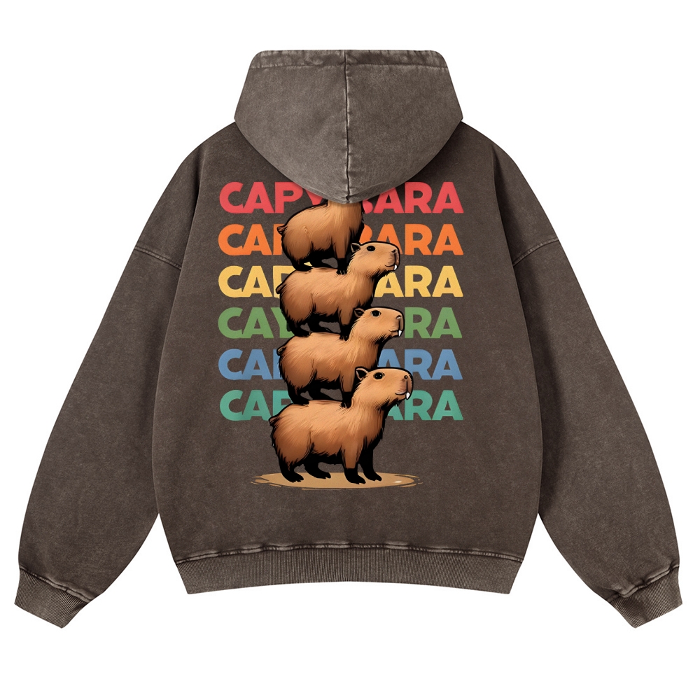 Capybara Jenga Vintage Washed Hoodie-moweekender