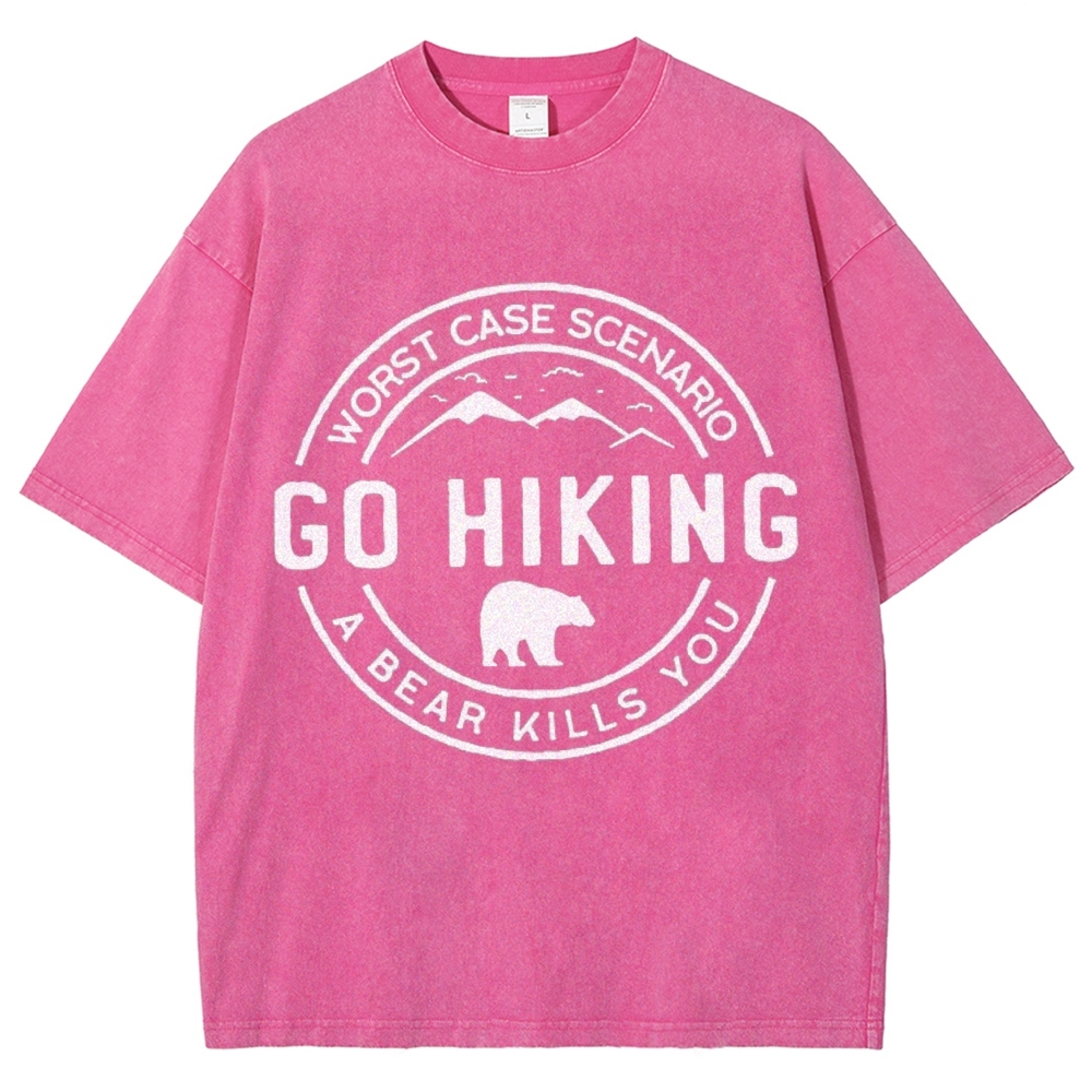 Go Hiking Vintage Snowflake Washed T-Shirt-moweekender