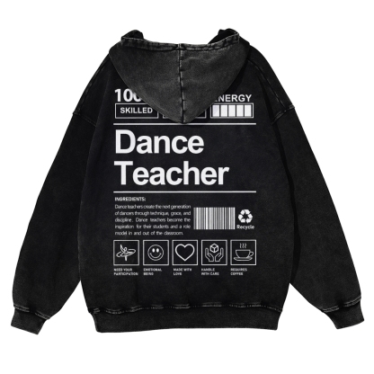 Dance Teacher Casual Washed Hoodie