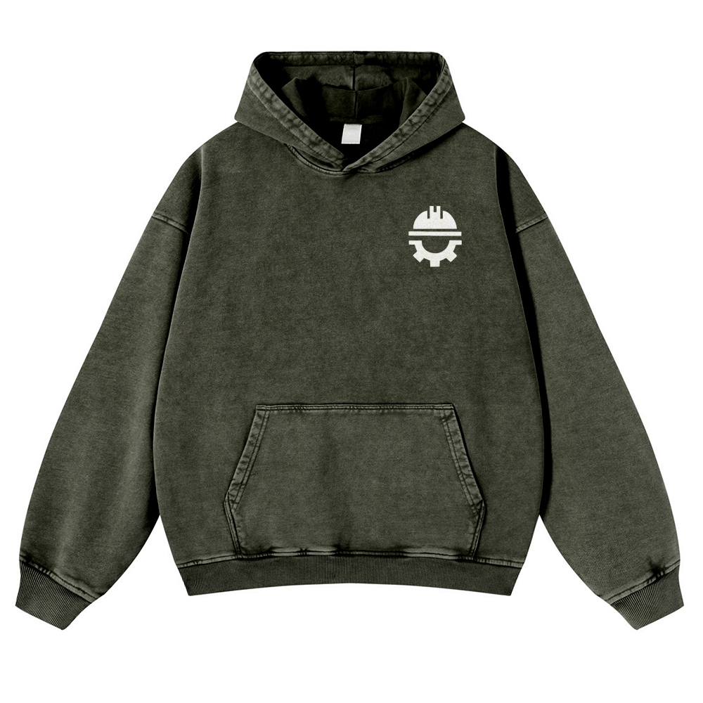 Civil Engineer Pattern Vintage Washed Hoodie-moweekender