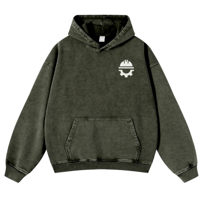 Civil Engineer Pattern Vintage Washed Hoodie-moweekender