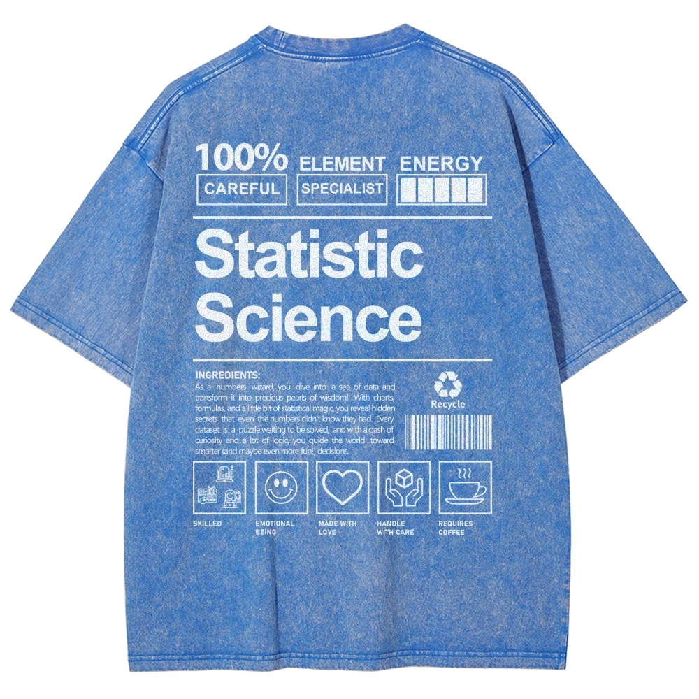 Statistic Science Unisex Fit Washed T-Shirt-moweekender