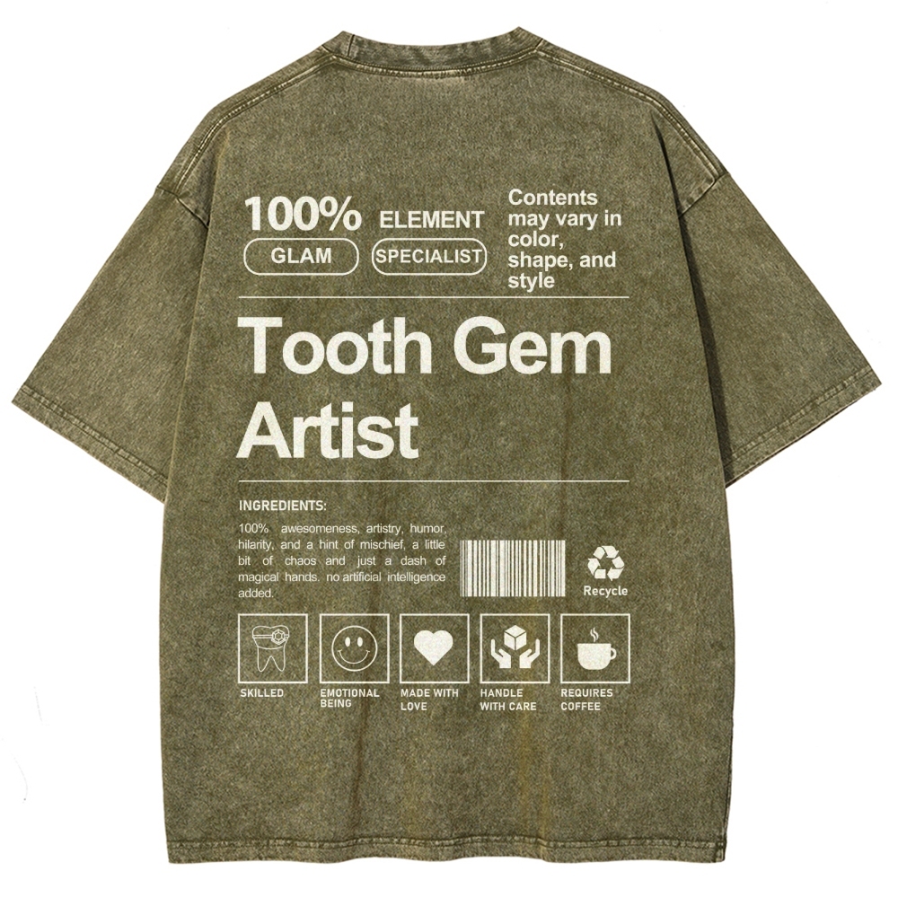 Tooth Gem Artist Unisex Fit Washed T-Shirt-moweekender