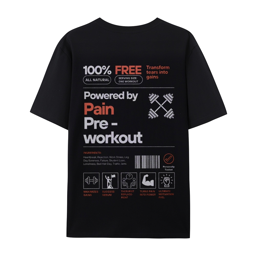 Powered By Pain Pre-Workout Casual Short Sleeve T-Shirt-moweekender