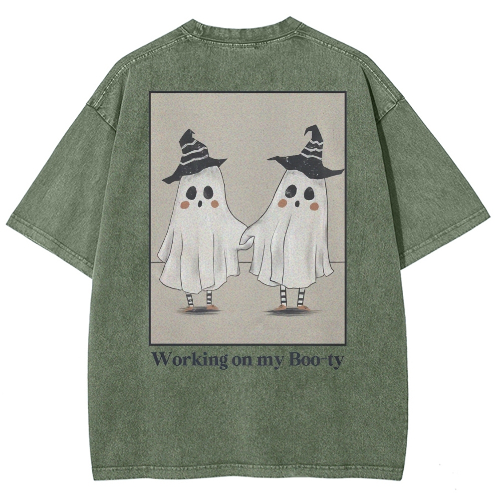 Working On My Booty Vintage Snowflake Washed T-Shirt-moweekender