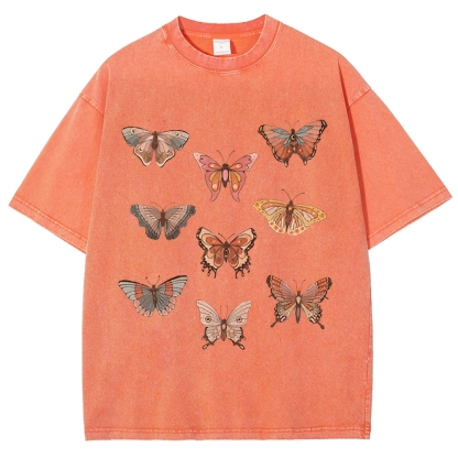 Butterfly Specimen Vintage Snowflake Washed T-Shirt-moweekender