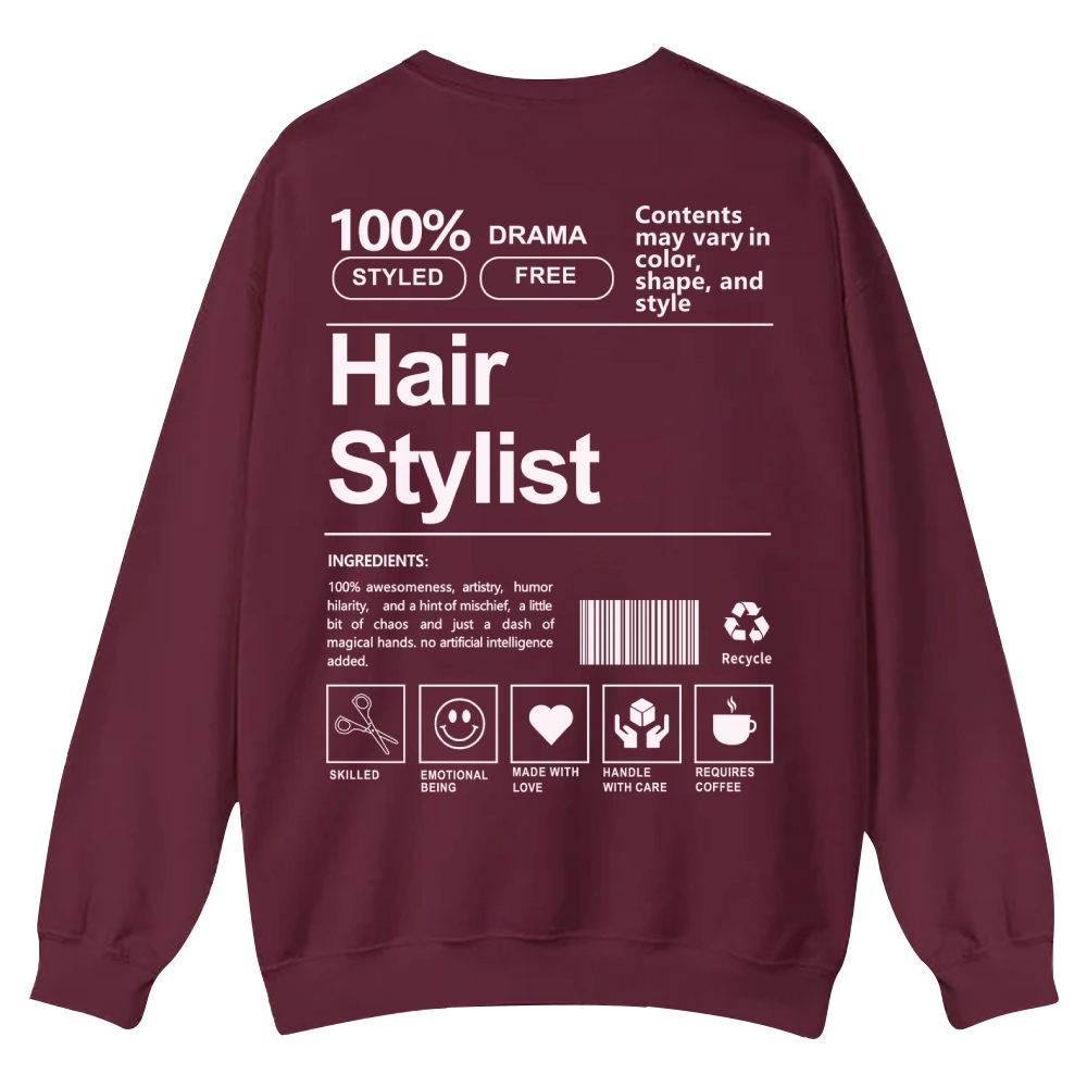 Hair Stylist Pattern Crew Neck Sweatshirt-moweekender