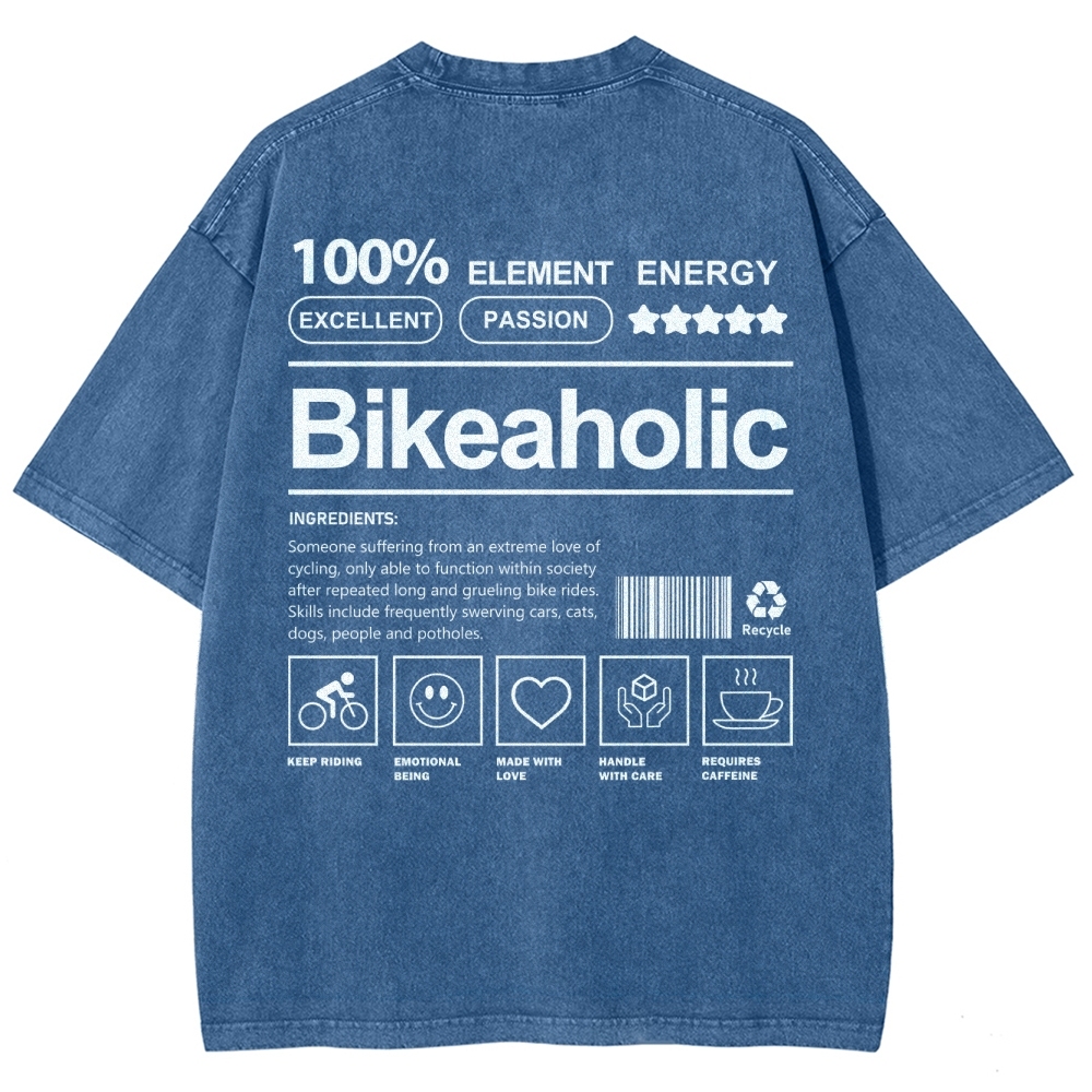 Bikeaholic Unisex Fit Washed T-Shirt-moweekender