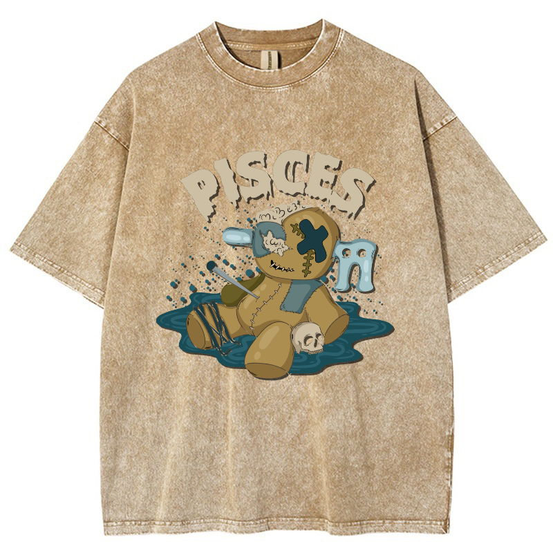 Pisces Vintage Snowflake Washed T-Shirt-moweekender