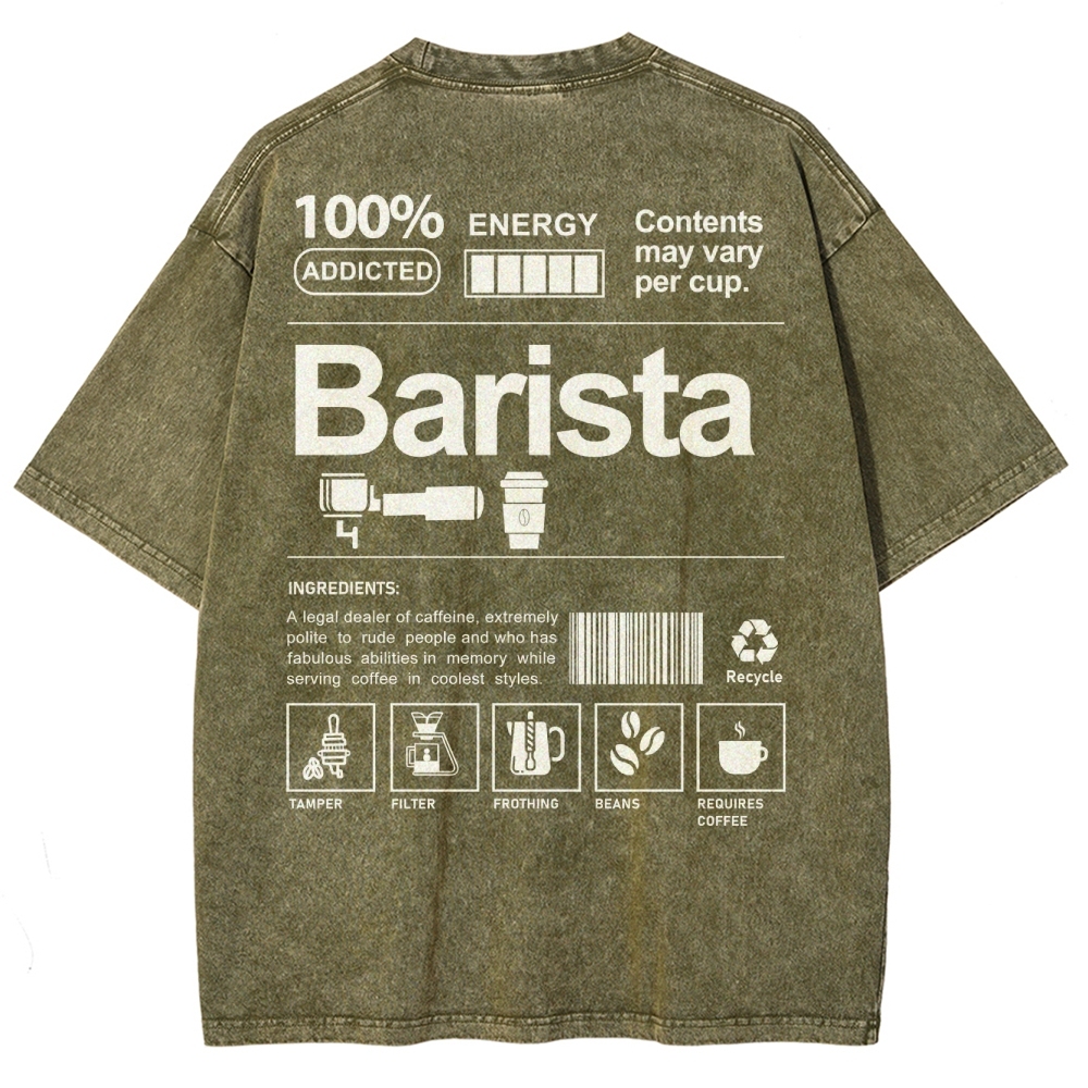 Barista Unisex Fit Washed T-Shirt-moweekender
