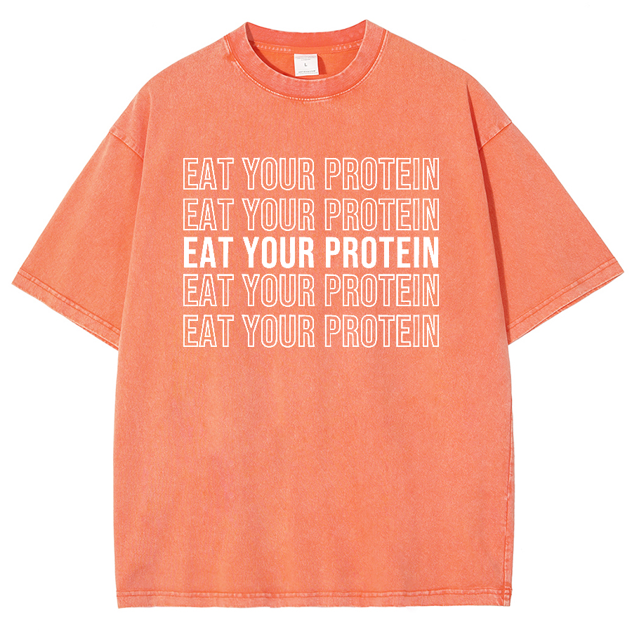 Eat Your Protein Unisex Fit Washed Oversized T-Shirt-moweekender